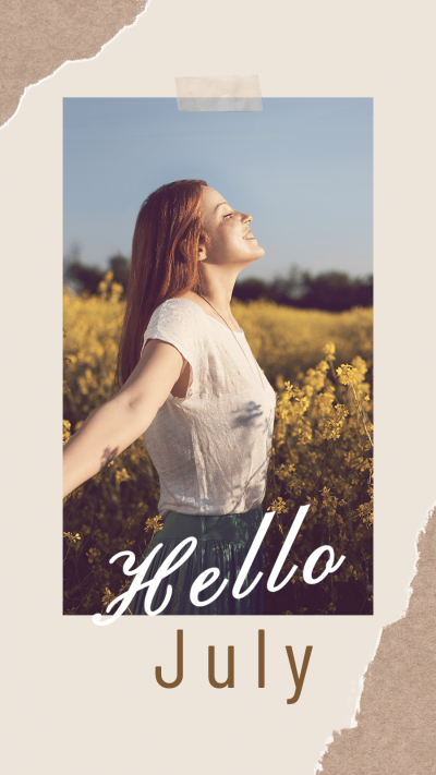 Simple Literary July Greeting Woman Instagram Story