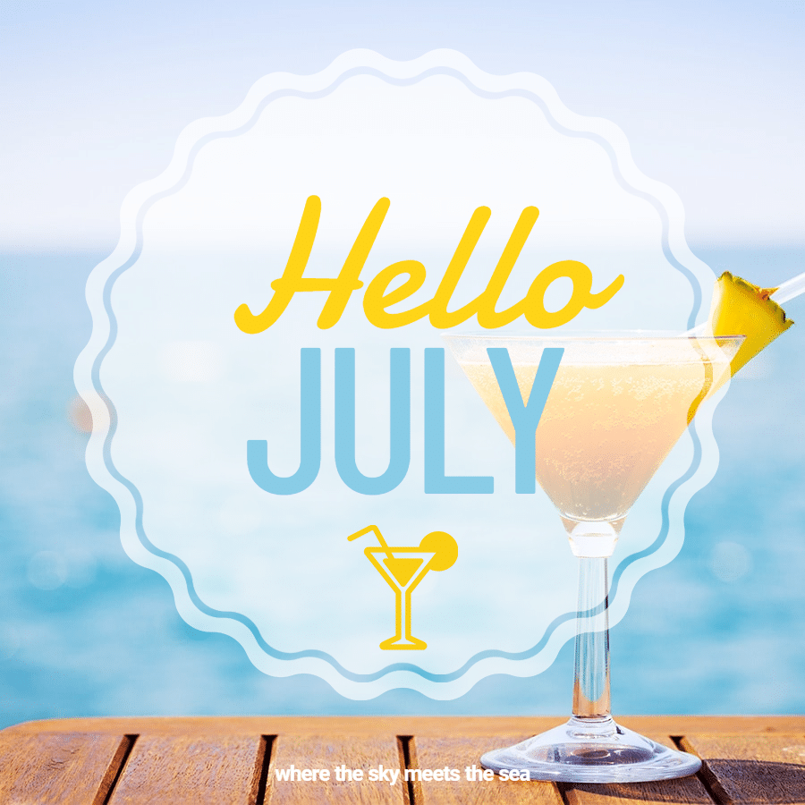 Simple Hello July Sunshine Instagram Post