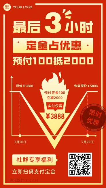 教育机构优惠促销降价倒计时海报预览效果