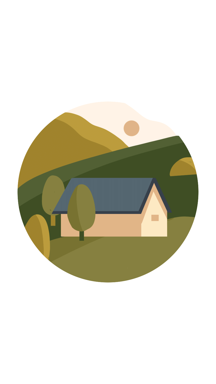 Simple Hand Painted Mountain House Illustration Instagram Highlight