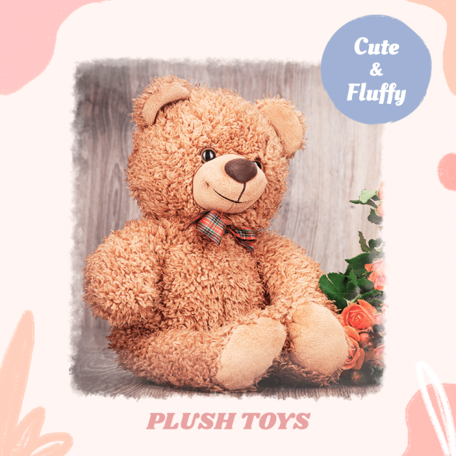 Color Block Decorate Plush Toys Bear Instagram Post预览效果