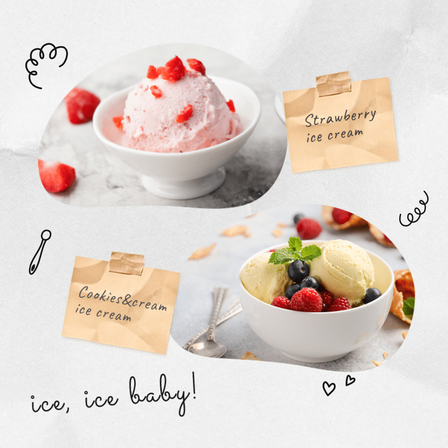 Ice Cream Sweet Dessert with Cute Stickers Ecommerce Product Image