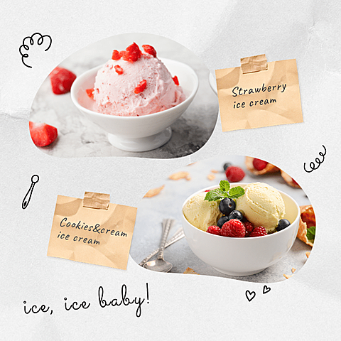 Ice Cream Sweet Dessert with Cute Stickers Ecommerce Product Image