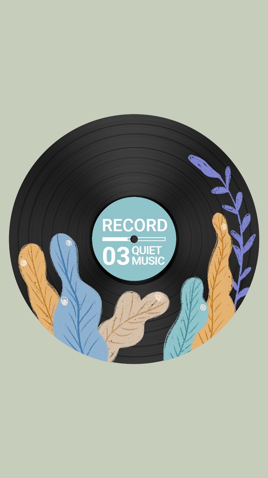 Simple Record Frame Hand Painted Colorful Leaves Decor Instagram Highlight
