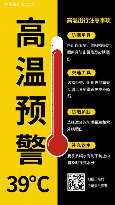 防灾救灾高温预警通用海报预览效果
