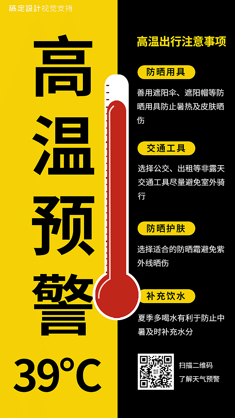 防灾救灾高温预警通用海报