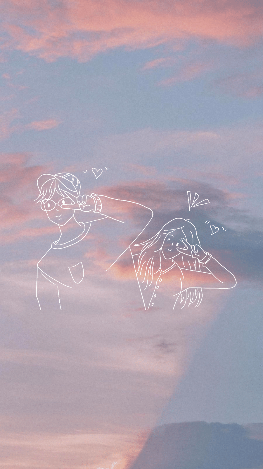 Simple Sky Scene Line Drawing Hand Gesture Couple Instagram Highlight