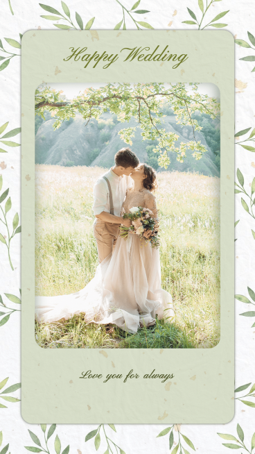 Literary Hand Painted Leaves Decorate Couple Field Wedding Record Instagram Story预览效果