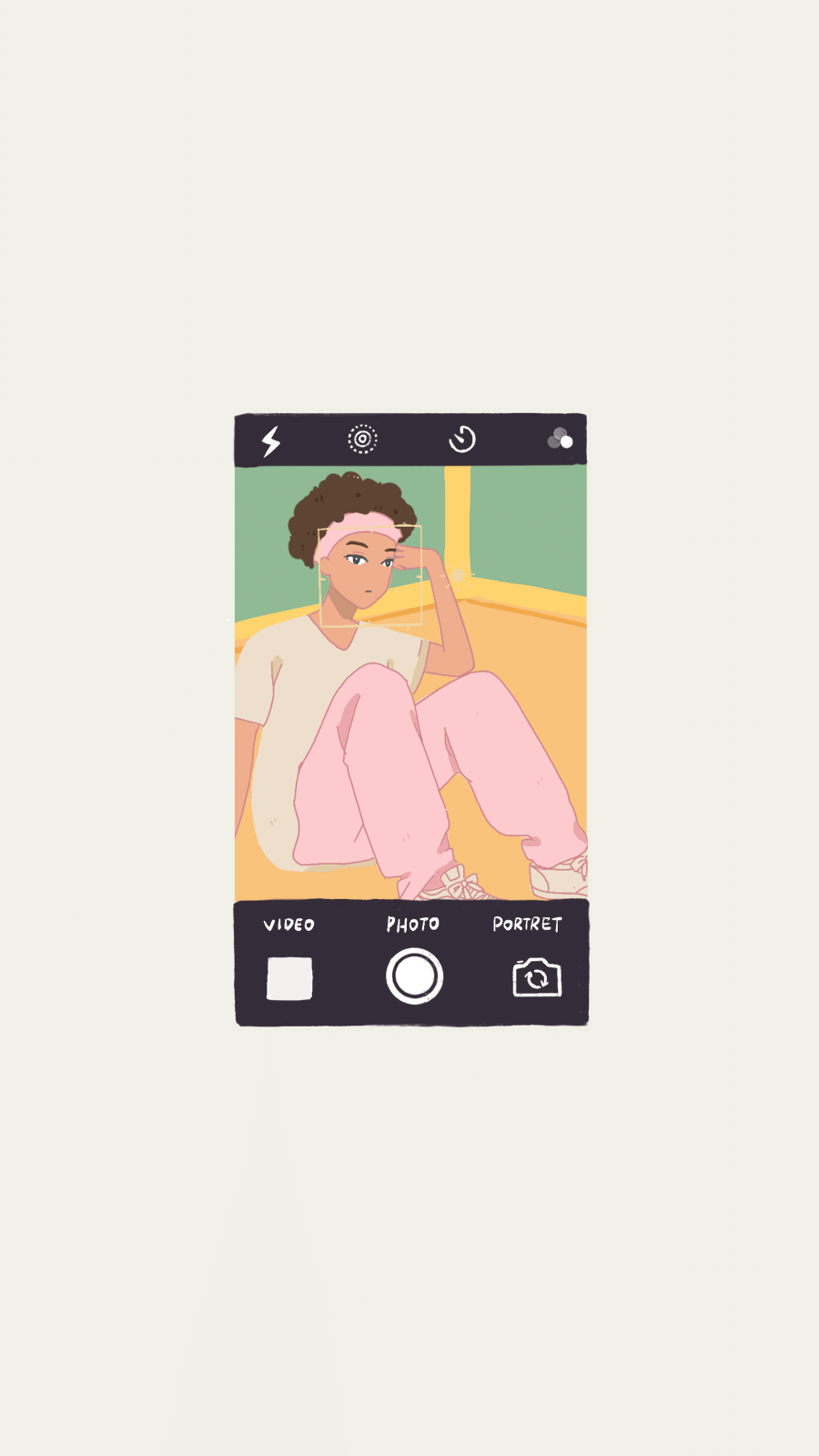 Literary Camera Interface Simulation Headbands Woman Selfie Instagram Highlight