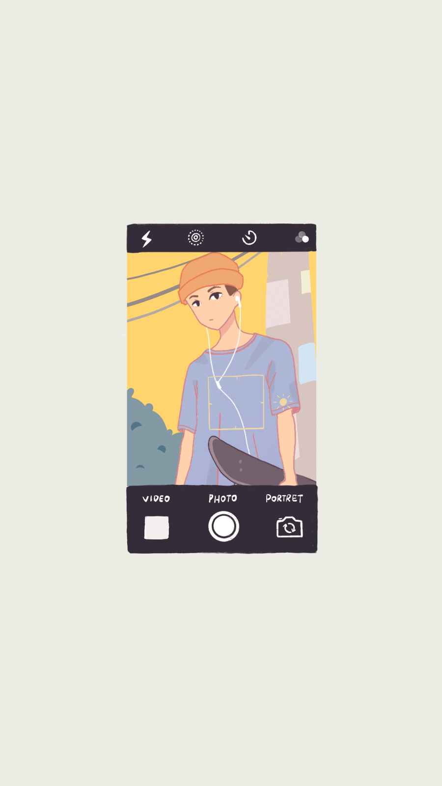 Hand Painted Manga Art Teenager Skate Boy Illustration Instagram Highlight