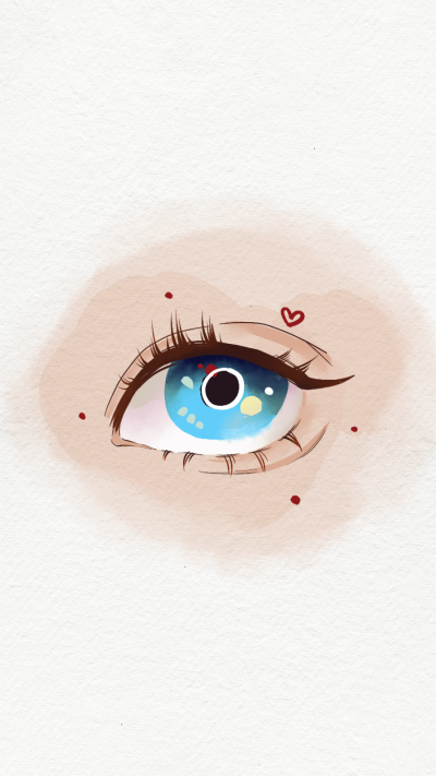 Retro Red Dots Decorate Watercolor Eye Instagram Highlight