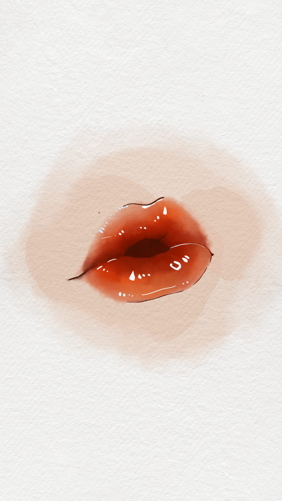 Retro Watercolor Red Mouth Illustration Instagram Highlight