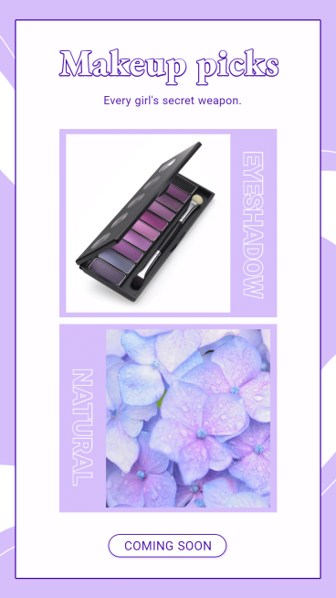 Purple Color Block Frame Literary Style Cosmetic Update Preview Ecommerce Story预览效果