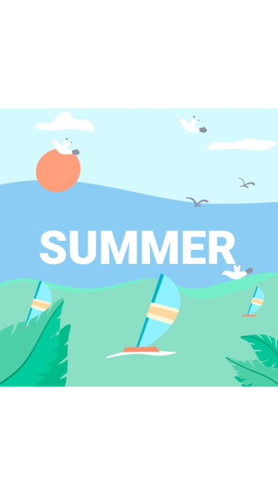 Simple Fresh Cartoon Summer Seaside Scenery Instagram Highlight