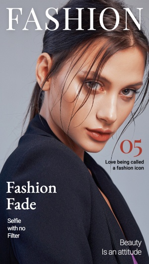 Fashion  Magazine Cover Suit Woman Typesetting Instagram Story