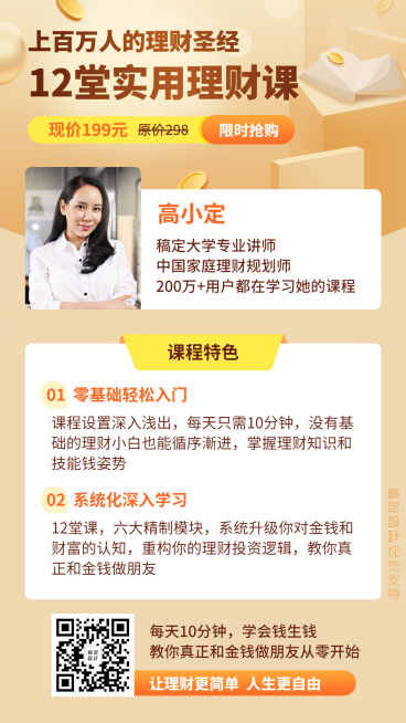理财课程简约排版课程讲师海报预览效果