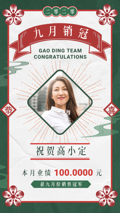 九月销冠喜报复古美业