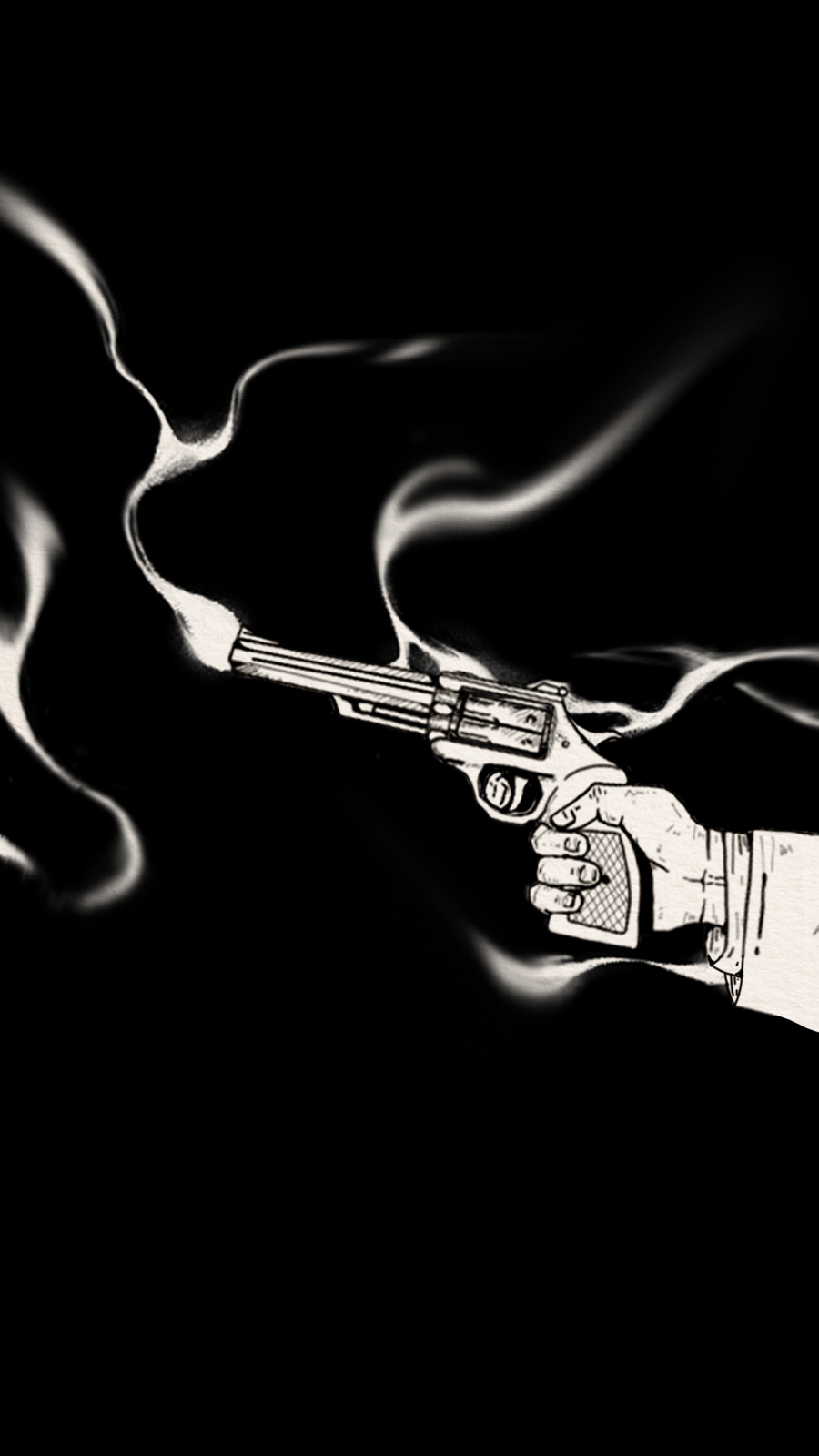 Minimalist Hand Painted Smoke Pistol Illustration Artistic Comic Instagaram Highlight