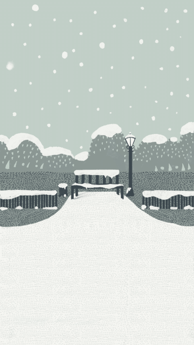 Retro Hand Painted Snow Weather Park Scene Instagram Highlight