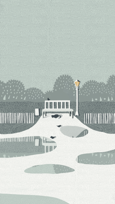 Retro Hand Painted Park Cat Scene Instagram Highlight
