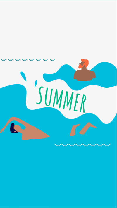 Hand Painted Swimming Men Summer Instagram Highlight
