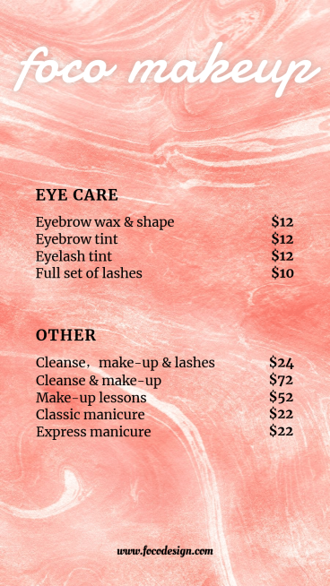 Fashion Makeup Cosmetics Price List Ecommerce Story预览效果