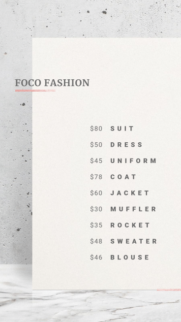 Simple Style Women's Wear Price List Ecommerce Story预览效果