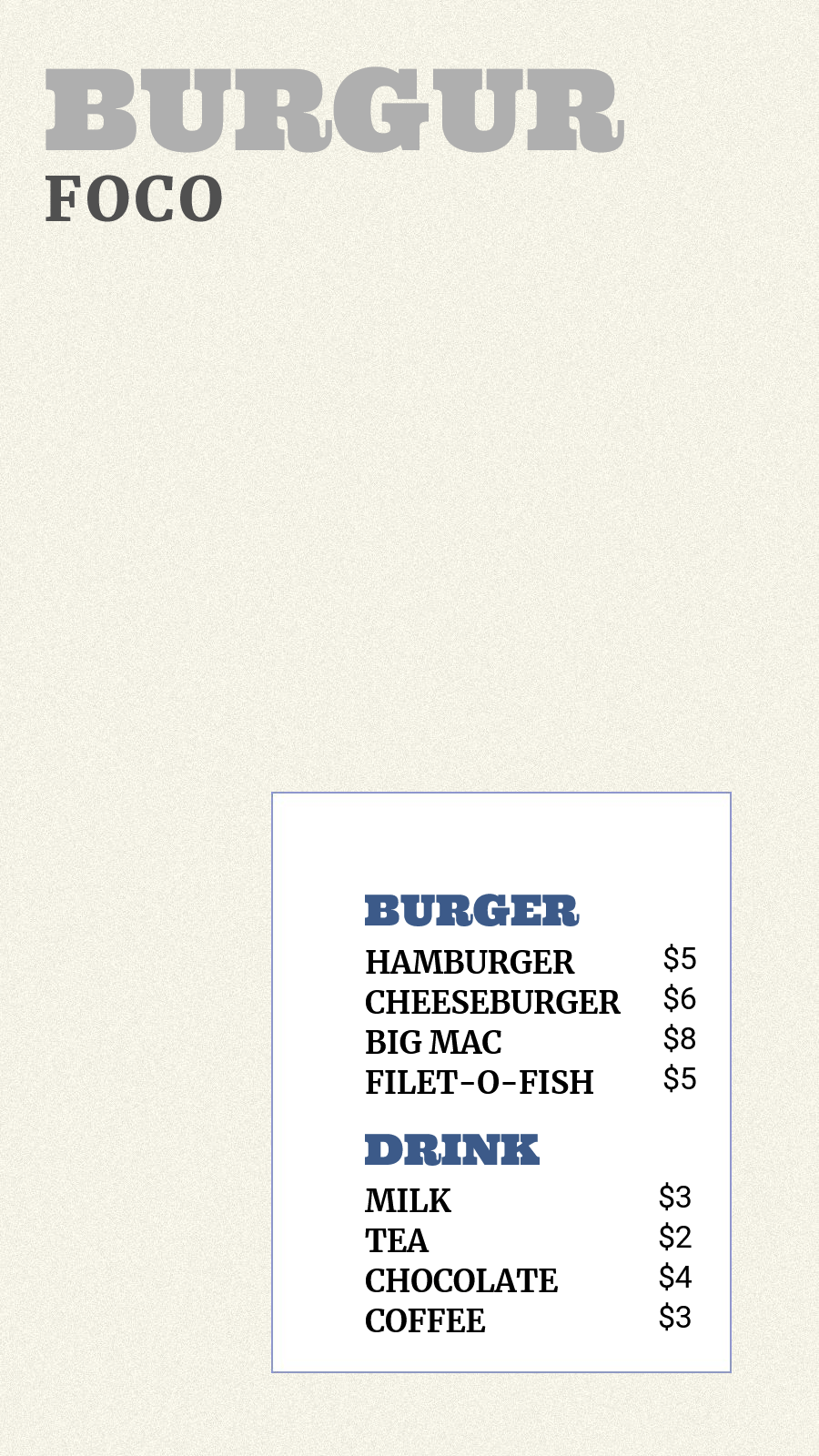 Simple Burger Restaurant Price List Ecommerce Story