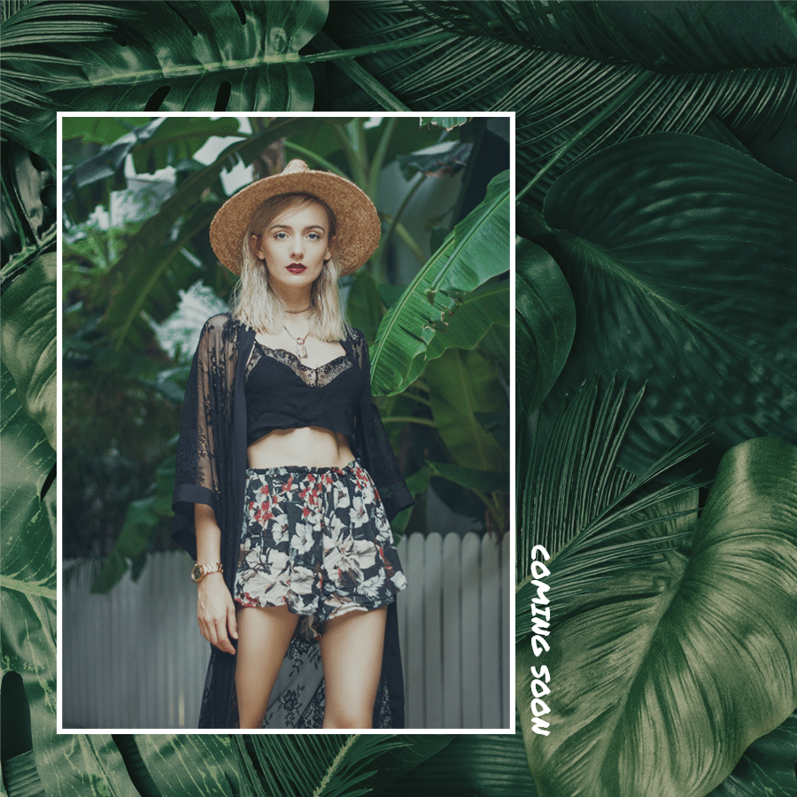 Green Leaf Background Woamn's Wear Display Ecommerce Product Image