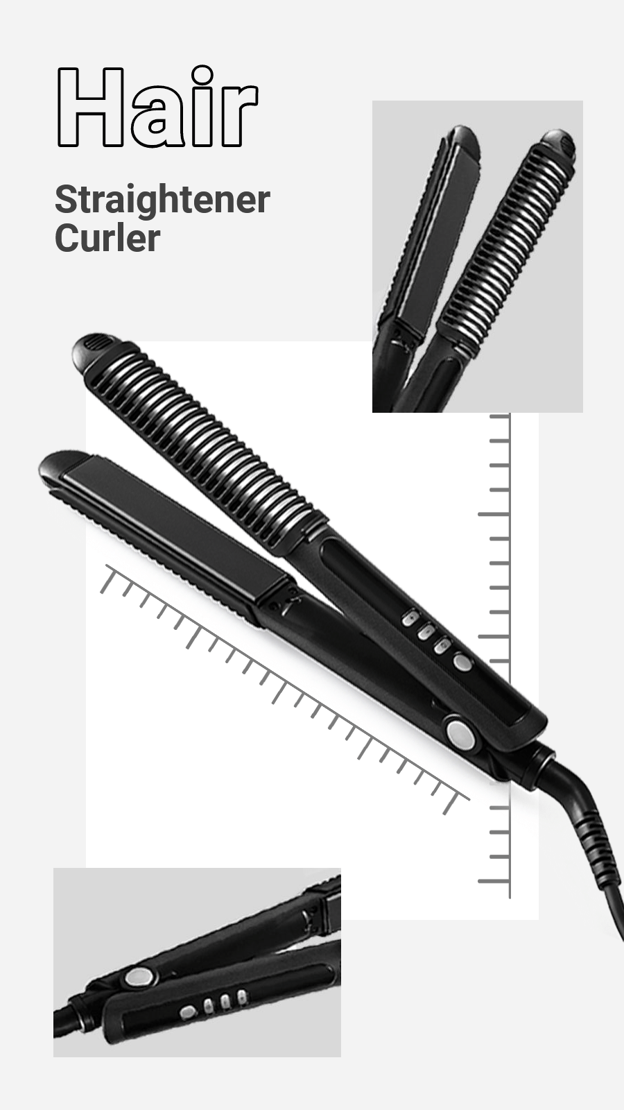 Minimalist Style Hair Straightener Curler Display Ecommerce Story