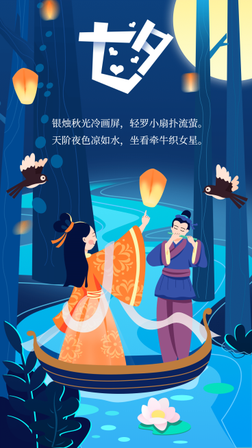 七夕全屏转发手绘预览效果