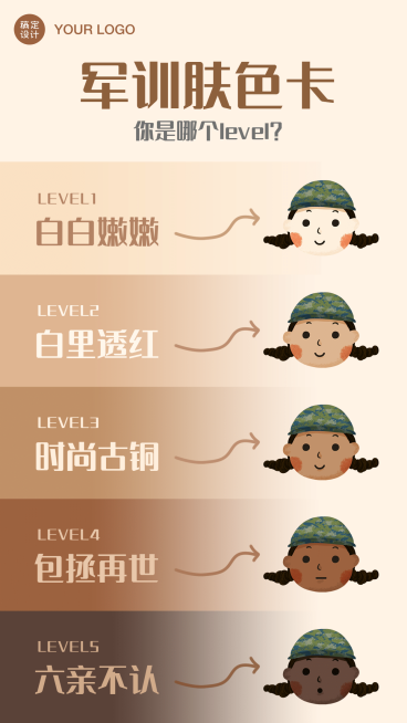 开学季军训创意肤色对比卡海报预览效果