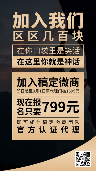 招代理黑金风商务励志大字报预览效果