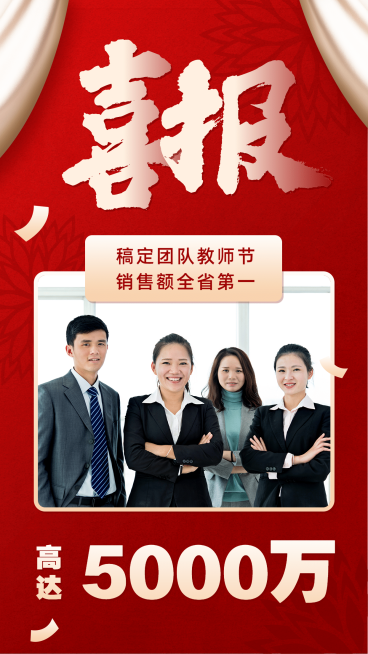 教师节喜报团队销售业绩晒照喜庆预览效果