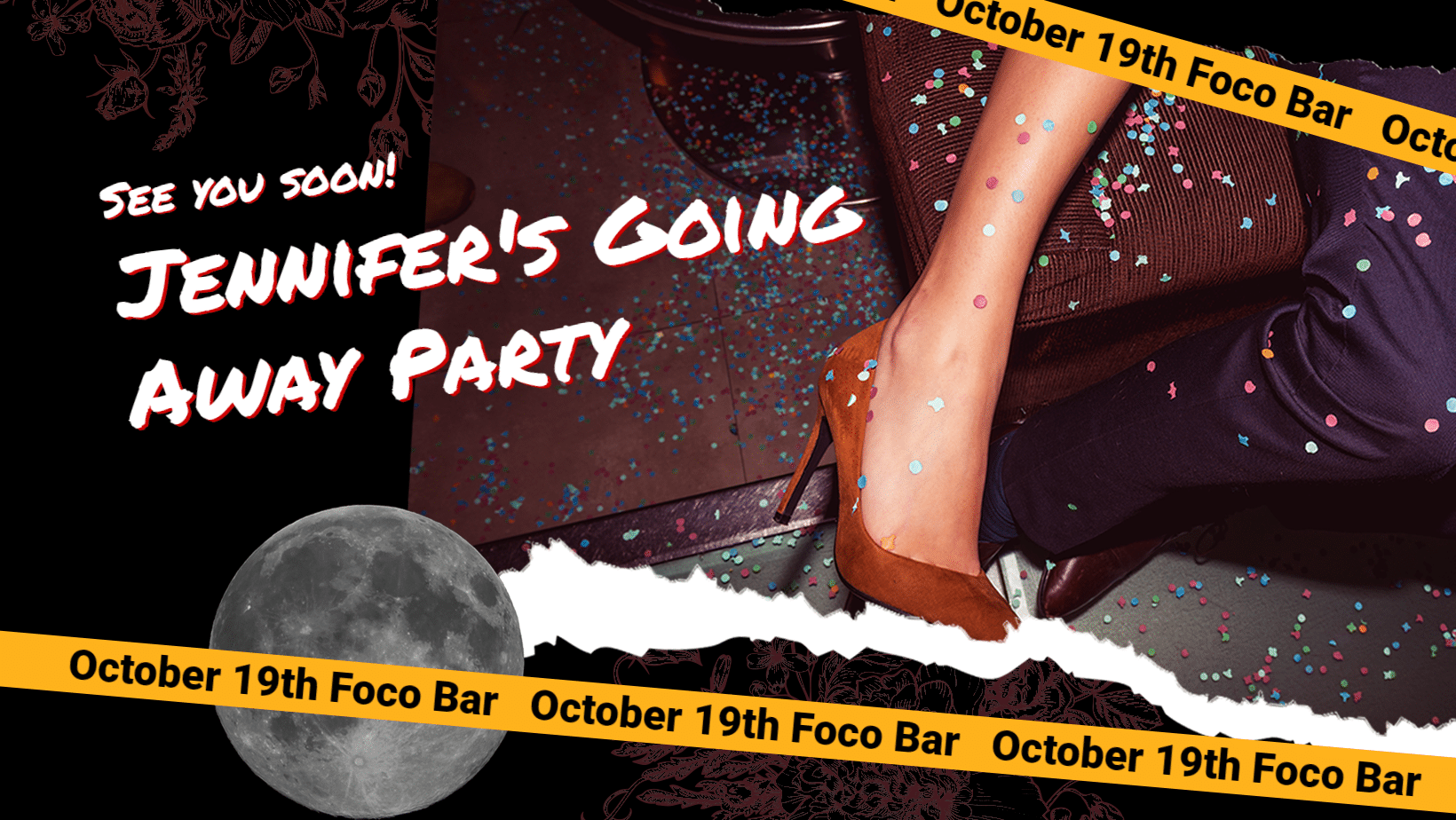 Fashion Paper Tear Style Going Away Party Invitation Facebook Cover