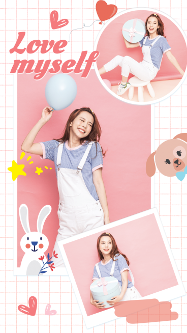 爱自己可爱卡通拼图晒照晒生活预览效果