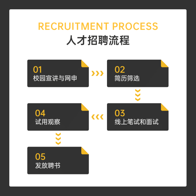 人才招聘流程方形图表海报预览效果