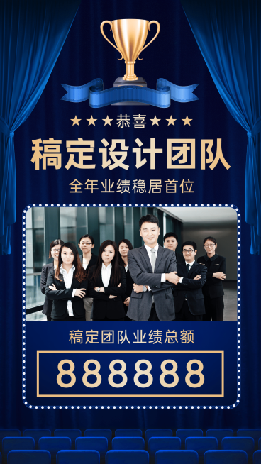 团队喜报业绩销售额表彰团队晒照预览效果