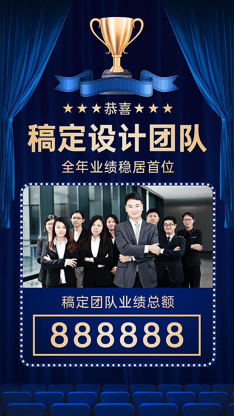 团队喜报业绩销售额表彰团队晒照