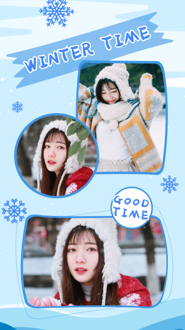 冬季时光卡通简约拼图晒照预览效果