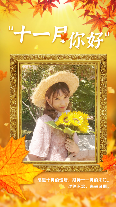 通用十一月你好晒照祝福文艺手机视频