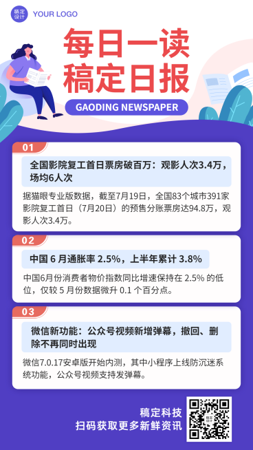 早报日报快讯新闻消息快报手机海报预览效果