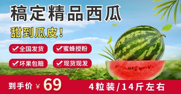 食品生鲜西瓜水果主图式海报预览效果