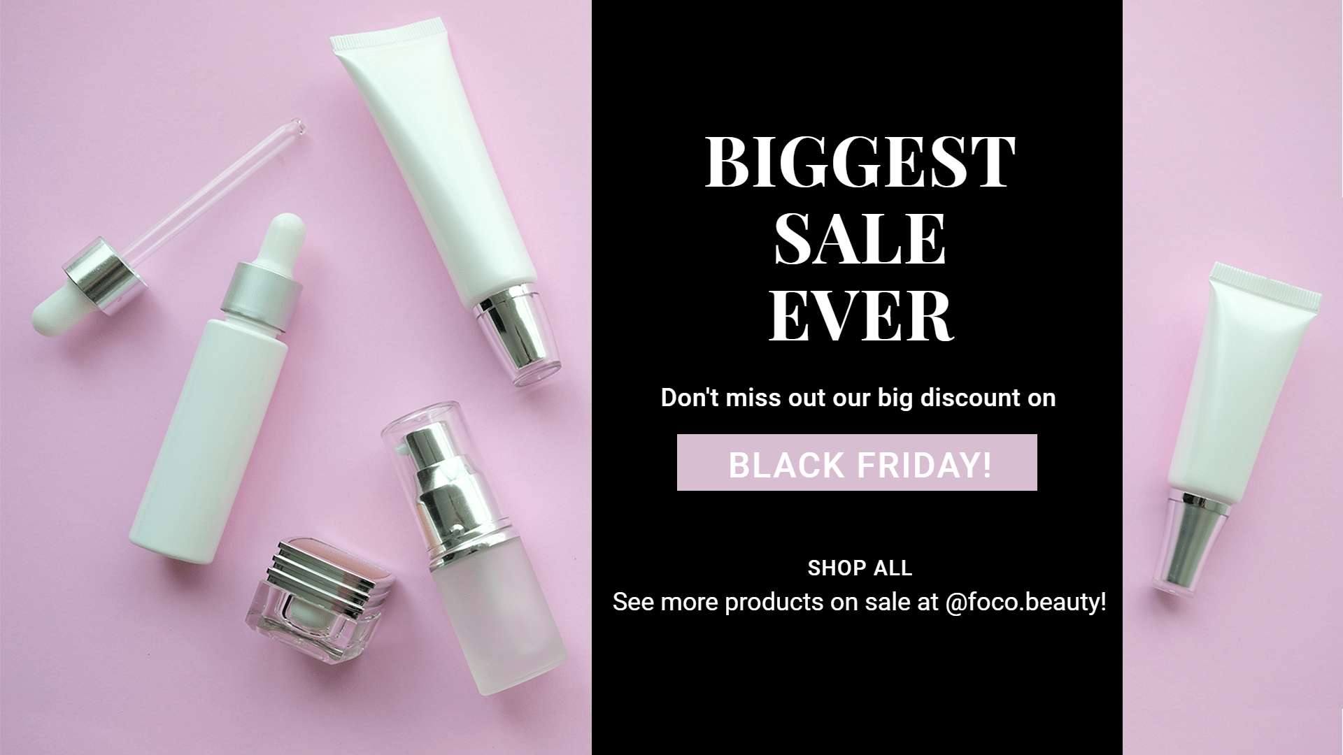 Pure Pink Background Black Friday Cosmetics Sale Ecommerce Banner 
