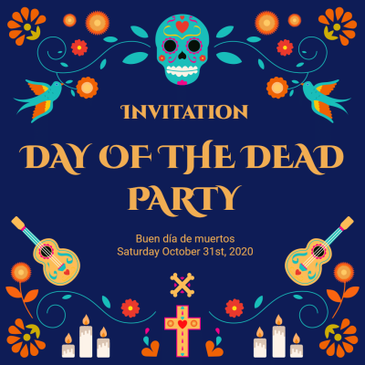 Retro Style Day Of The Dead Party Invitation Instagram Post
