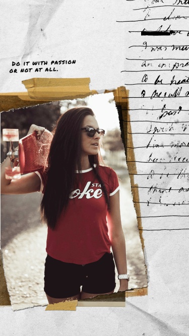 Retro Paper Background Handwritting Text Woman Instagram Story