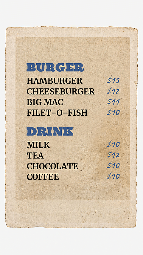Retro Style Restaurant Delicacy Price List Ecommerce Story