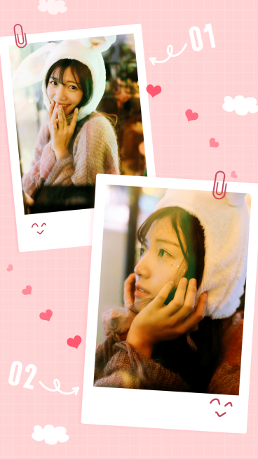 简约拍立得粉色爱心拼图展示预览效果