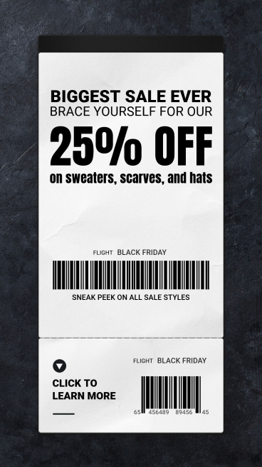 Bar Code Element Simple Black Friday Accessories Promo Ecommerce Story预览效果