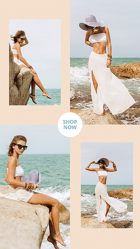 Seaside Scenery Literary Style Women's Wear Display Ecommerce Story